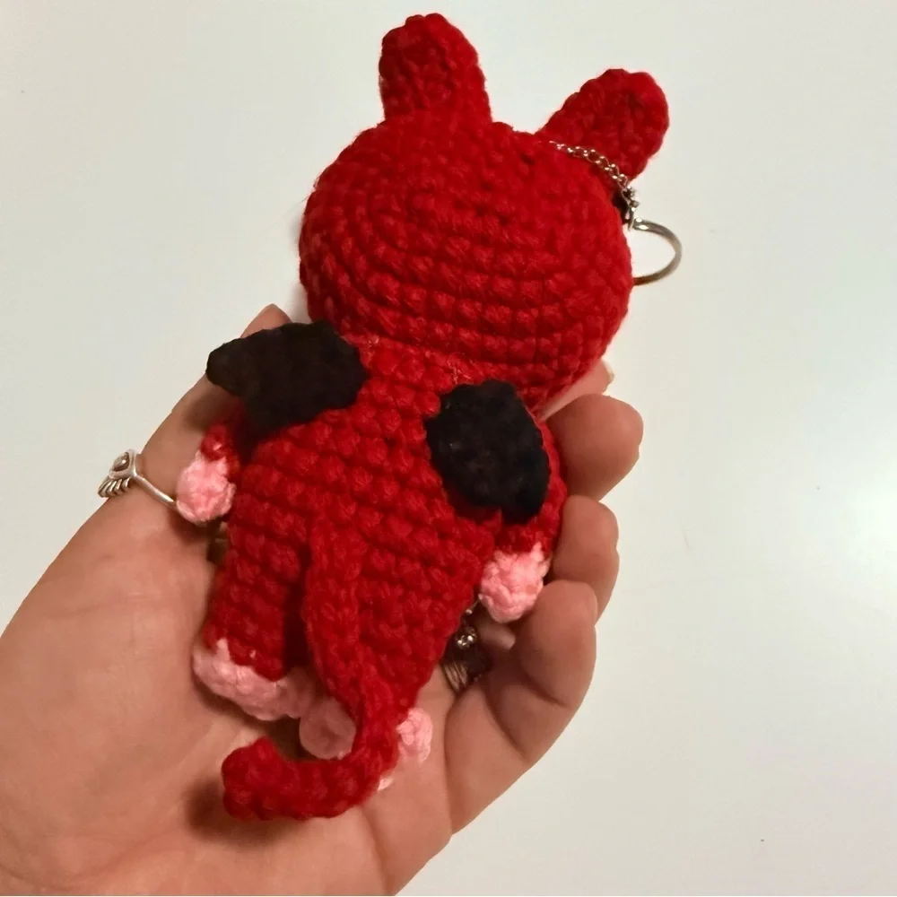 Handmade One of a kind Labubu Devil Crochet Keychain